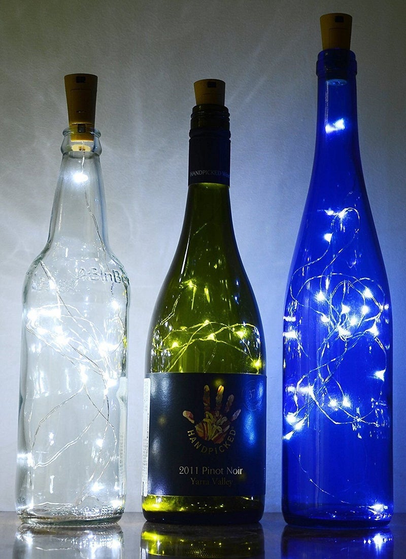 Decorman 10 Pack Solar Powered Wine Bottle Lights, 10 LED Waterproof Copper Cork Shaped Lights for Wedding/Christmas/Outdoor/Holiday/Garden/Patio/Yard/Pathway Decor (Cool White) - Image 4
